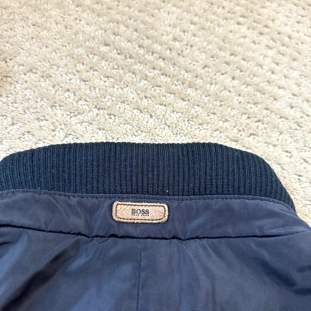 HUGO BOSS Jacket Men's 46R XXL Conaz2 Blue Field Coat‎ Quilted Lining Zip/Button